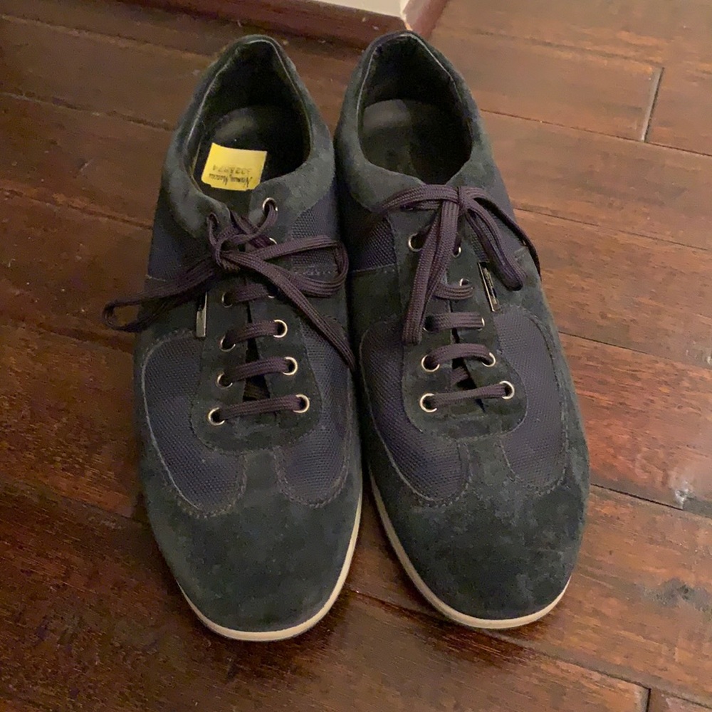 Ermenegildo Zegna Suede and Mesh Blue Sneakers EUC